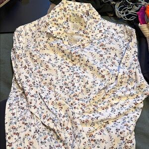Etro Cream Floral Shirt with Blue and Red Accents SizeM/L 40
